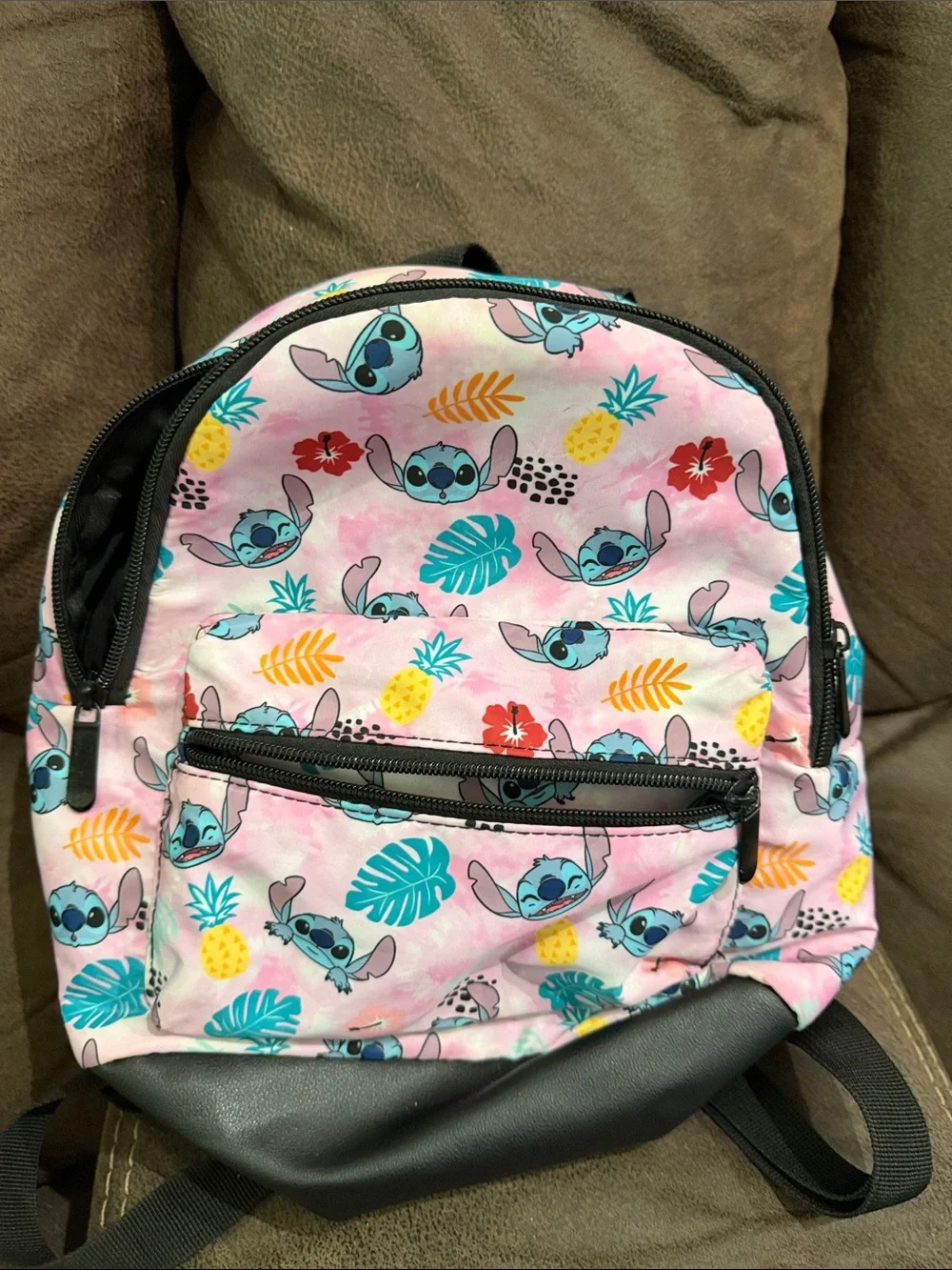 Disney Pink Stitch Tropical Print Kids Backpack